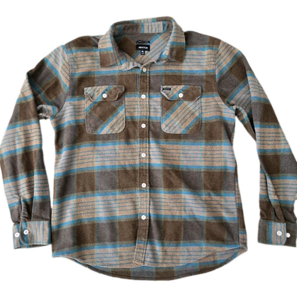 Brixton Bowery Standard Fit Tartan Plaid Mojave Heather Flannel Mens Sz XL